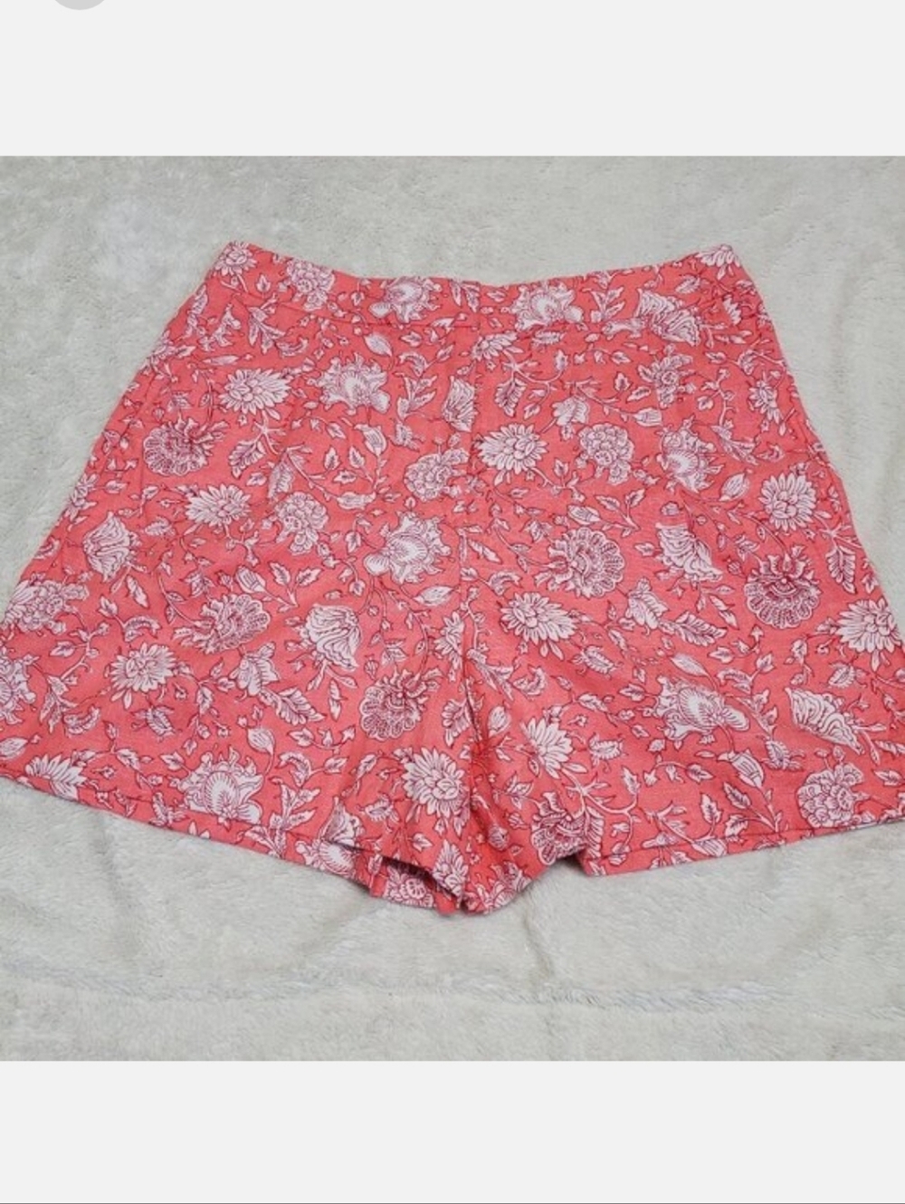 NWT J. Crew Rose Pink Red White Floral Linen Shorts Women 8 Cottagecore Feminine